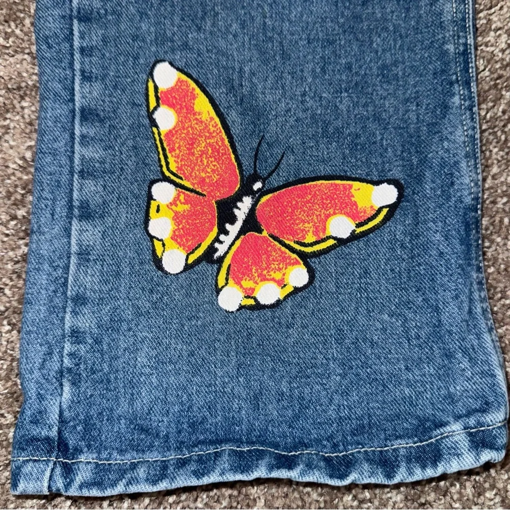 Vintage Y2K No Boundaries Butterfly Capri Jean Low Rise Button Fly Denim Size 11